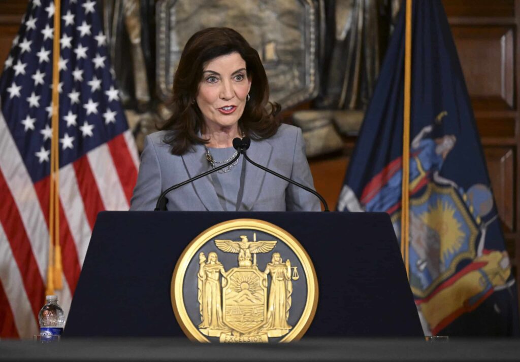 NY Gov Hochul Orders Landmarks Lighted Easter Sunday With Trans Flag Colors