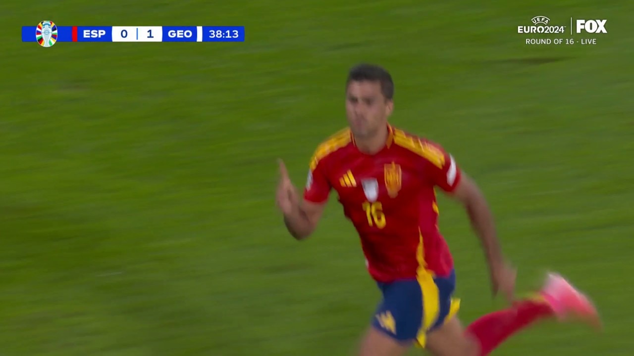 Rodri scores in 39′ to bring Spain to a 1-1 tie with Georgia | UEFA Euro 2024